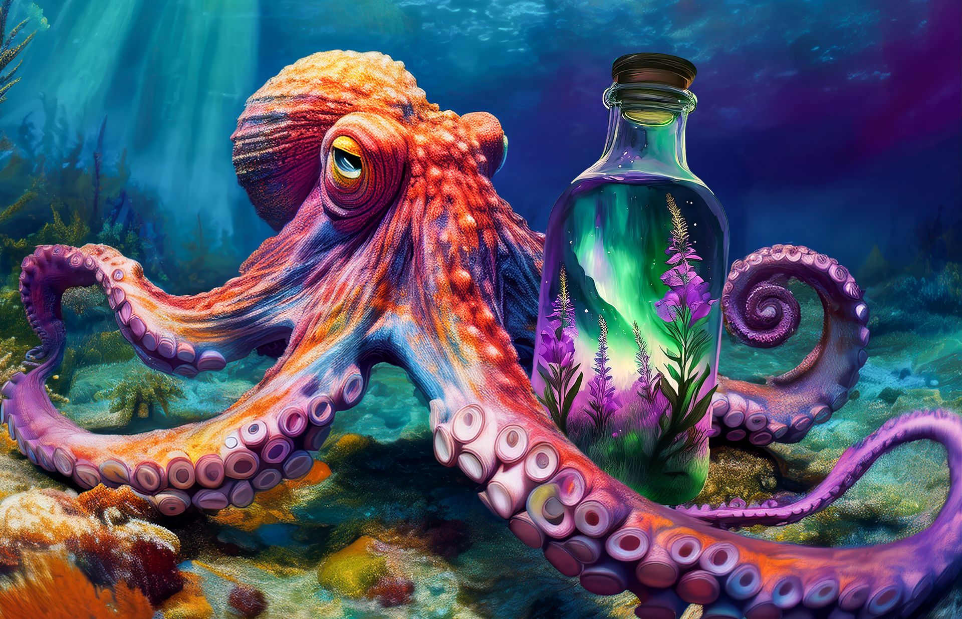 Octopus With Bottle